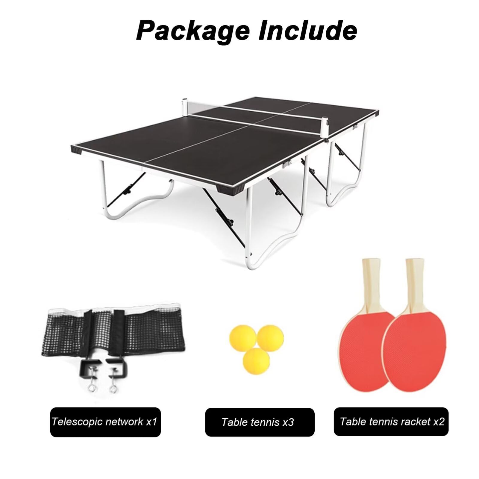 Tavolo da Ping Pong, Tavolo da Ping Pong Portatile per Interni ed Esterni, Tavolo da Ping Pong Pieghevole Compatto a 4 Gambe da 9 Piedi, Tavolo Professionale Pieghevole di Dimensioni Standar