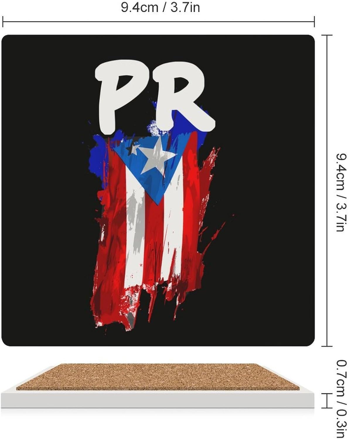 Puerto Flag PR Puerto Boricua Coaster for Drinks Square Ceramic Table Coasters Stone Mat Crafts 4PCS Home Kitchen Decor