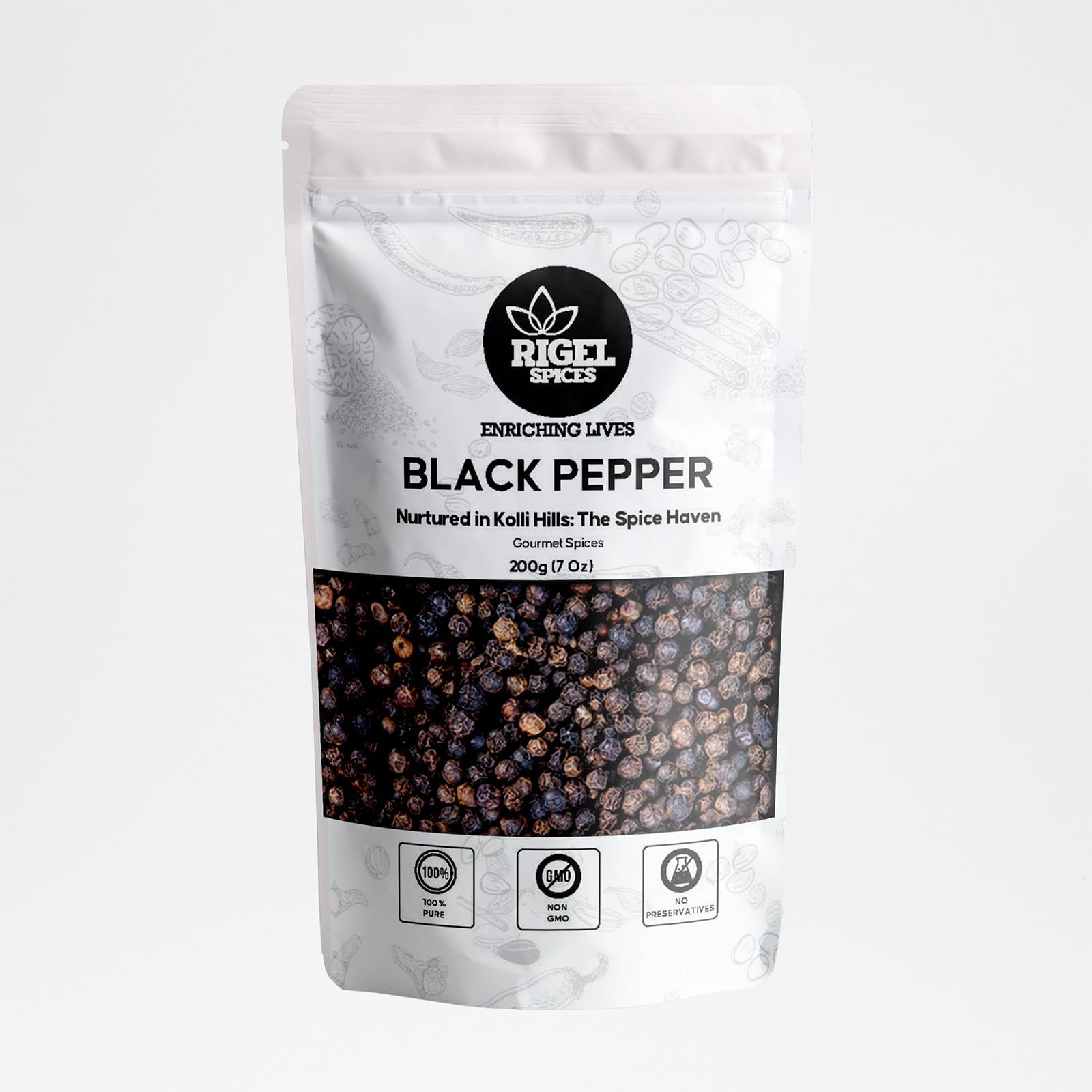 Rigel Spices Black Pepper whole (100gm) | 3.5 oz | Nurtured in kolli Hills (B0CHVPNG6B) Amazon Price History, Amazon Price Tracker