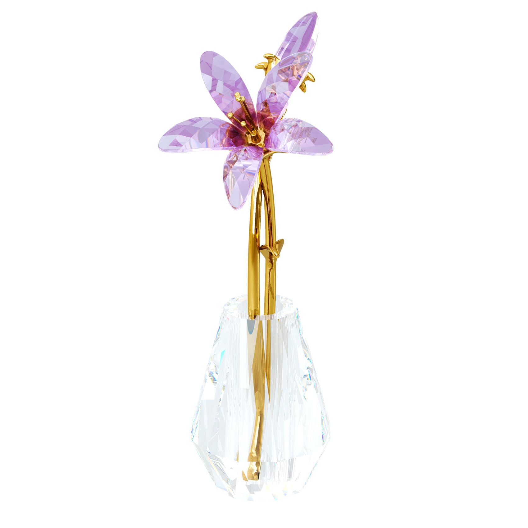 Arikyrist Crystal Purple Lily Flower Figurines Collectible Flowers Gifts for Women Mom Glass Lilies with Stem Romantic Decor for Home Wedding Party