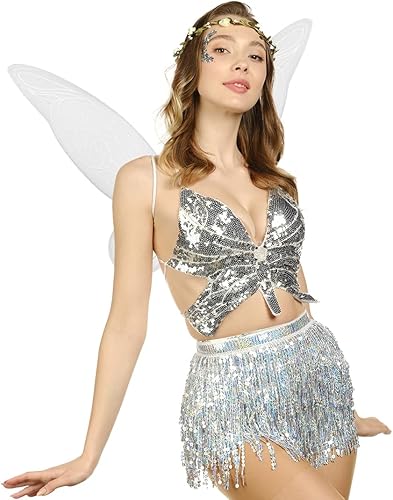 Miniatura 6 de Funcredible Juego de accesorios para disfraz de hada alas de hada corona de hadas alas de hadas de dientes blancos adultos