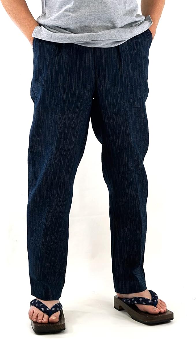 Amazon 甚平 しじら 素材 の 快適部屋着イージーパンツ メンズ 綿１００ コットン100 シャレテコ ステテコ 部屋テコ リラックス ウエアー 甚平素材 夏 快適 サラサラ ロングパンツ 通販