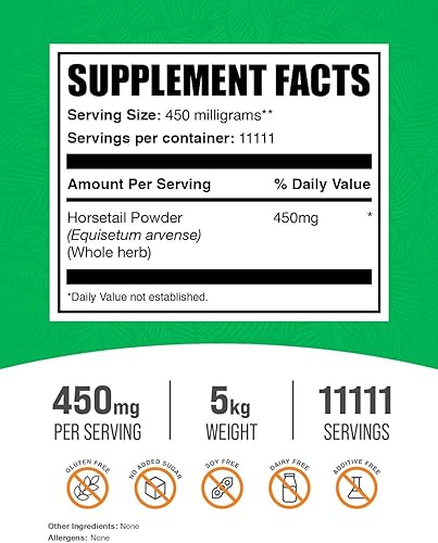 Miniatura 9 de BulkSupplements.com Polvo de cola de caballo, suplemento para el crecimiento del cabello, suplementos de sílice, suplementos para el crecimiento