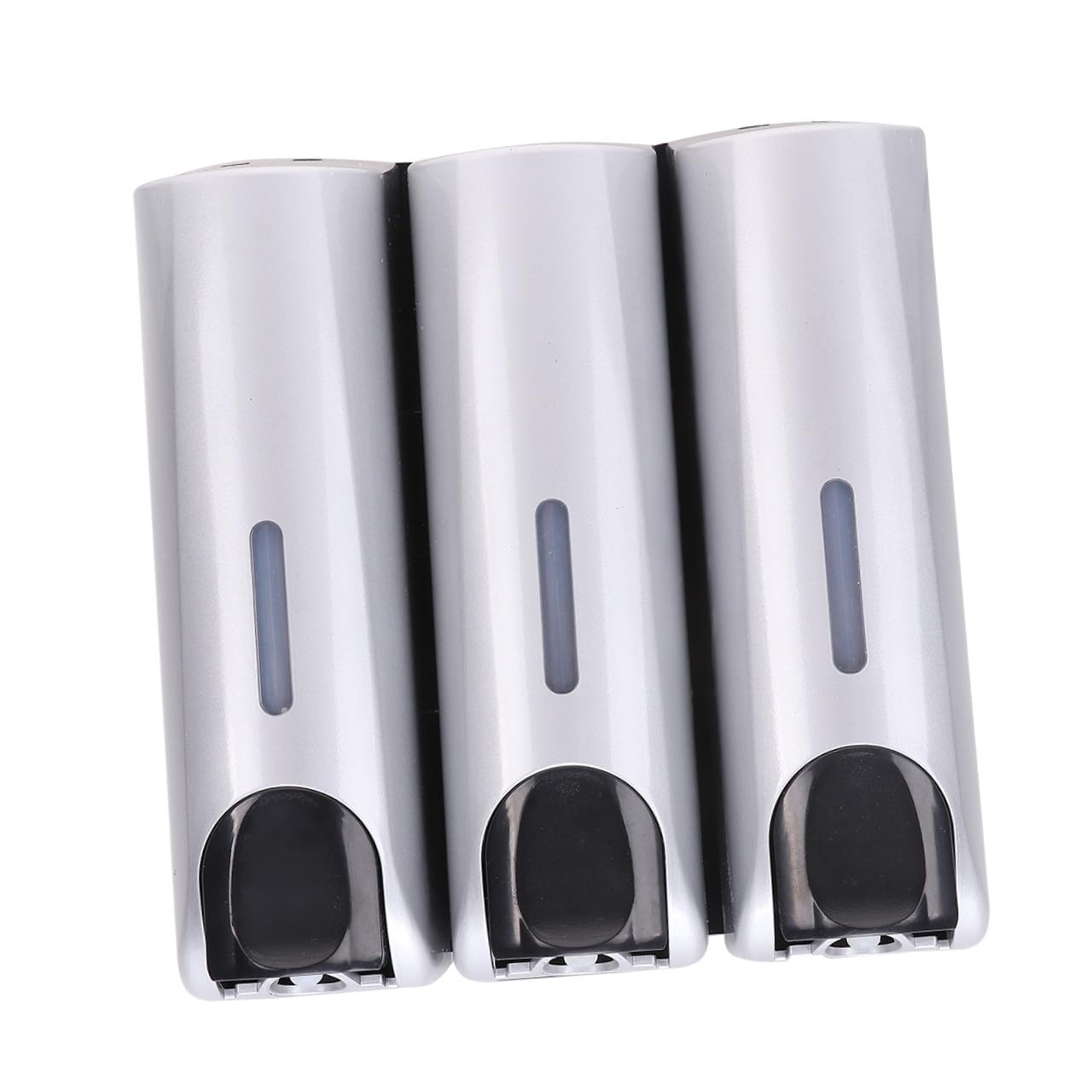 Housoutil Dispenser Sapone Liquido da Parete 3 Teste in Metallo e Plastica Argento Supporto Bagno per Shampoo Lozione e Bagnoschiuma Facile da Installare e Pulire per Doccia e Vasca