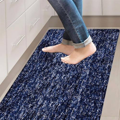 Image of Kuber Industries Bedside Runner for Bedroom & Living Room | Lexus Home Decor Carpet | Anti Skid Carpet Rug Mat | Kitchen Runner | 22x55 | Blue