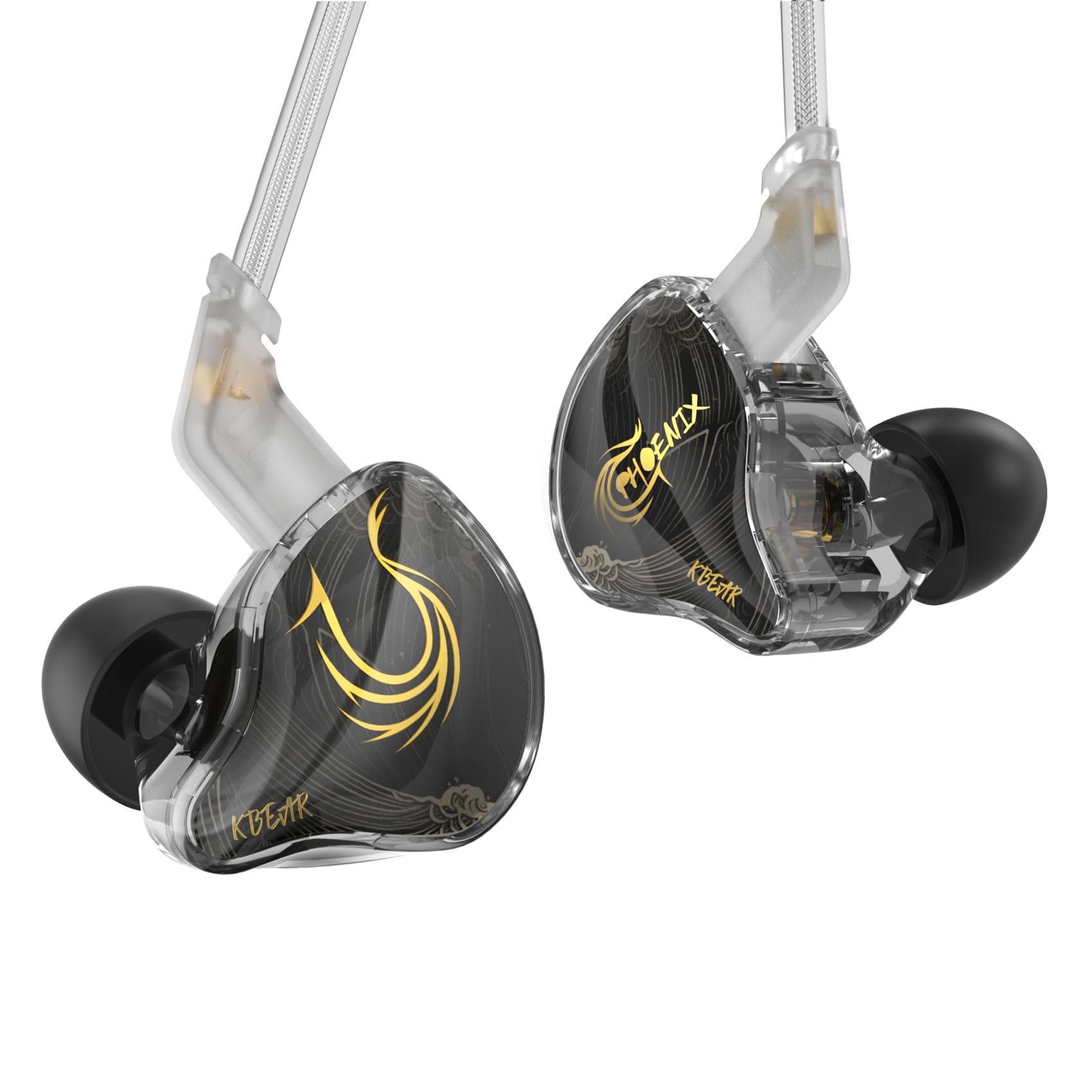 keephifi KBEAR Phoenix Wired Earbuds IEMs, Black no Mic | in Ear Headphones with 10mm DD+PET Driver, Stereo Clear Sound Gaming Headphones, in Ear Monitor for Music Gaming