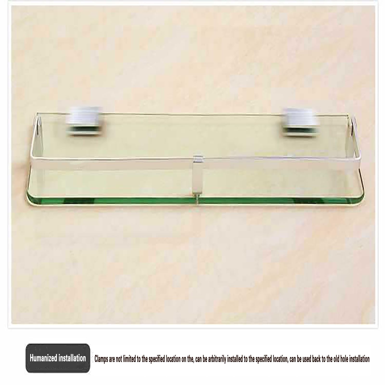 Estante de baño de cristal, estante cuadrado templado con riel, montado en la pared para cocina e inodoro, ideal para almacenamiento y organización de baño