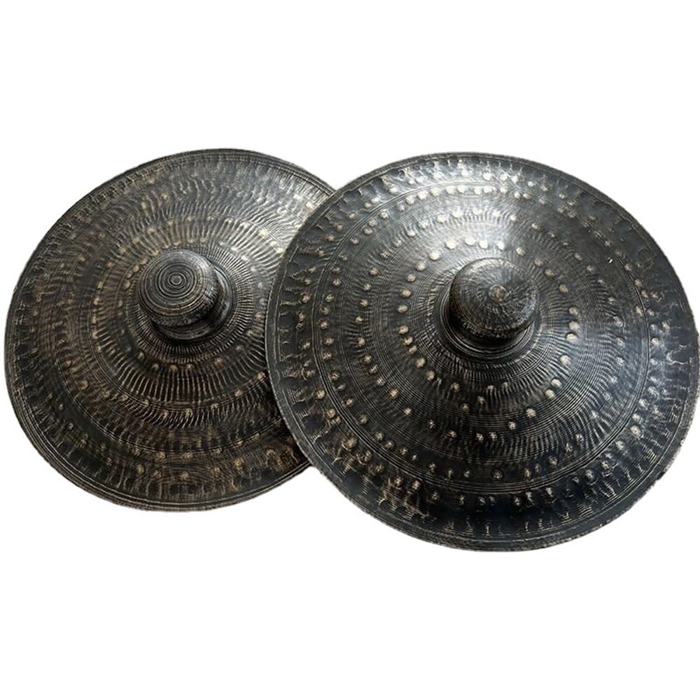 Stripe Bronze Cymbals, Chinese Opera Cymbal, Vintage Cymbals For Opera And Military Drums Performance Copper Hand Cymbals(16 Inch)