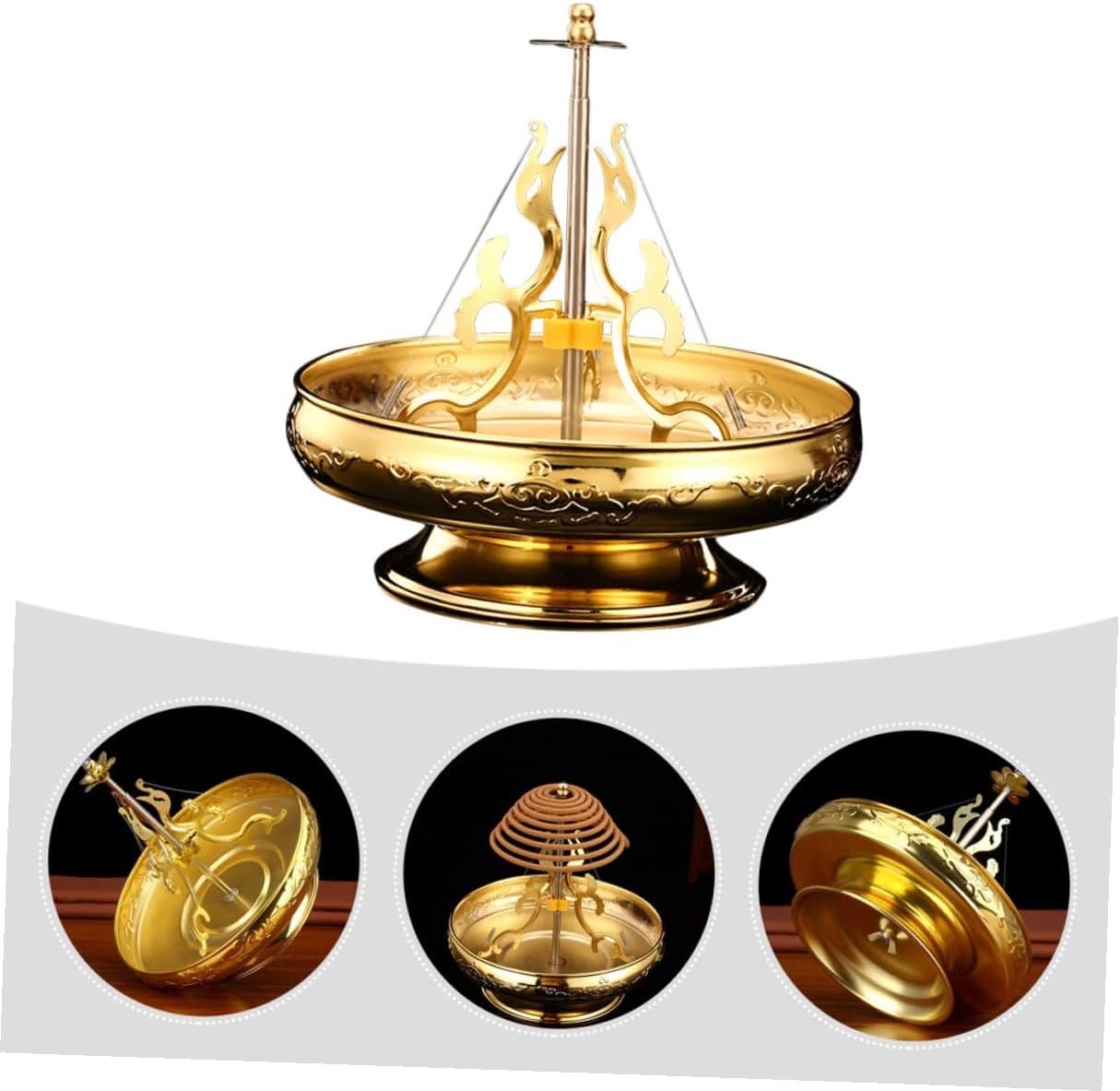 Ciieeo Alloy Incense Coil Holder and Stick Stand Desktop Censer for Office and Tearoom with Incense Burner