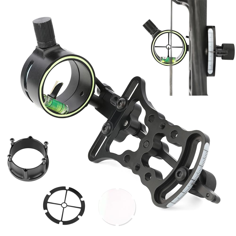 SHARROW Tiro al Arco Visor de Arco Compuesto 1 Pin Bow Sight Miras para Arcos Compound Aluminio Ajustable 0.019 Fibra óptica