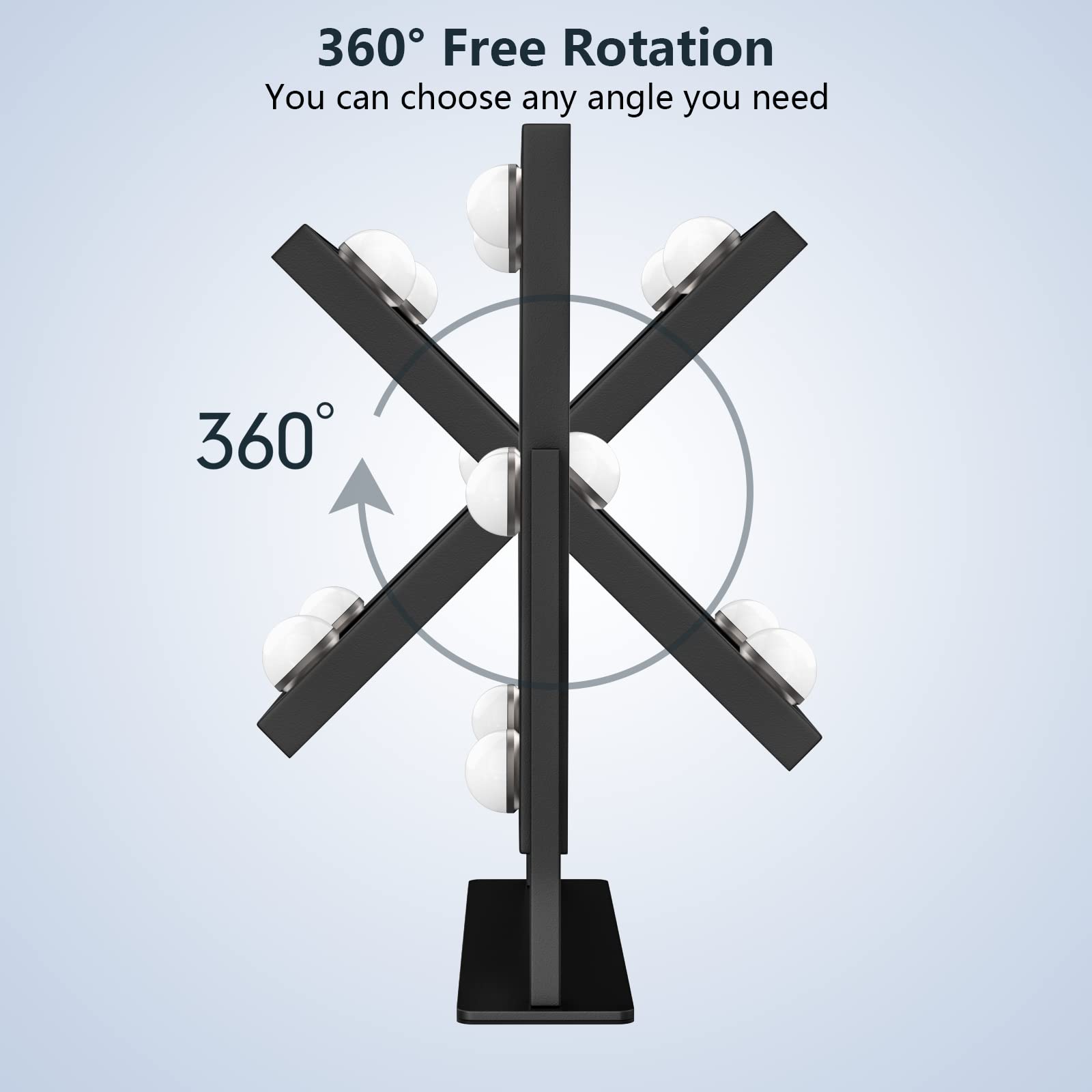 TUREWELL Hollywood Vanity Mirror with Lights,Large Lighted Makeup Mirror with 3 Color Light & 6 Dimmable Led Bulbs,Smart Lighted Touch Control Screen & 360 Degree Rotation(Black)