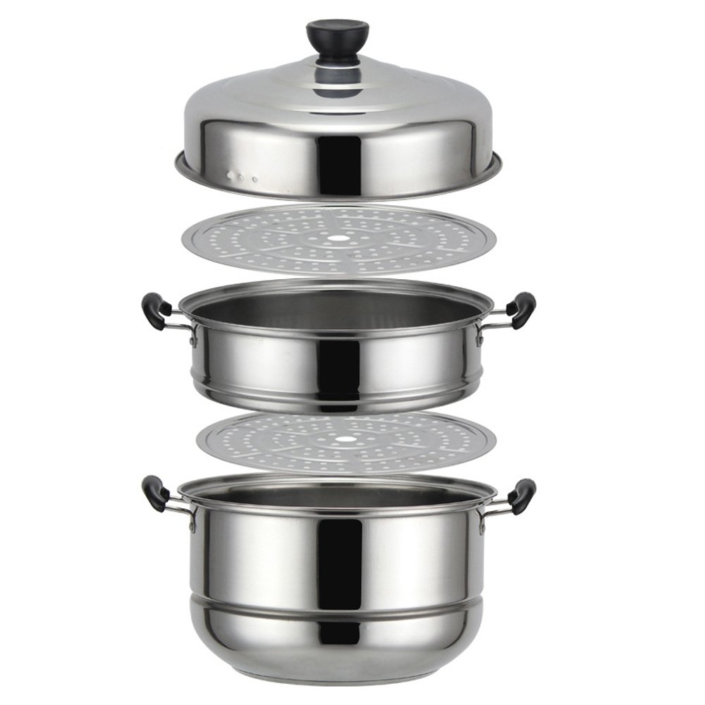 Nadalan Stainless Steel Stack Steam Pot Set Saucepot Multi-layer Boiler Cookware Pot 3 Tier (30cm)