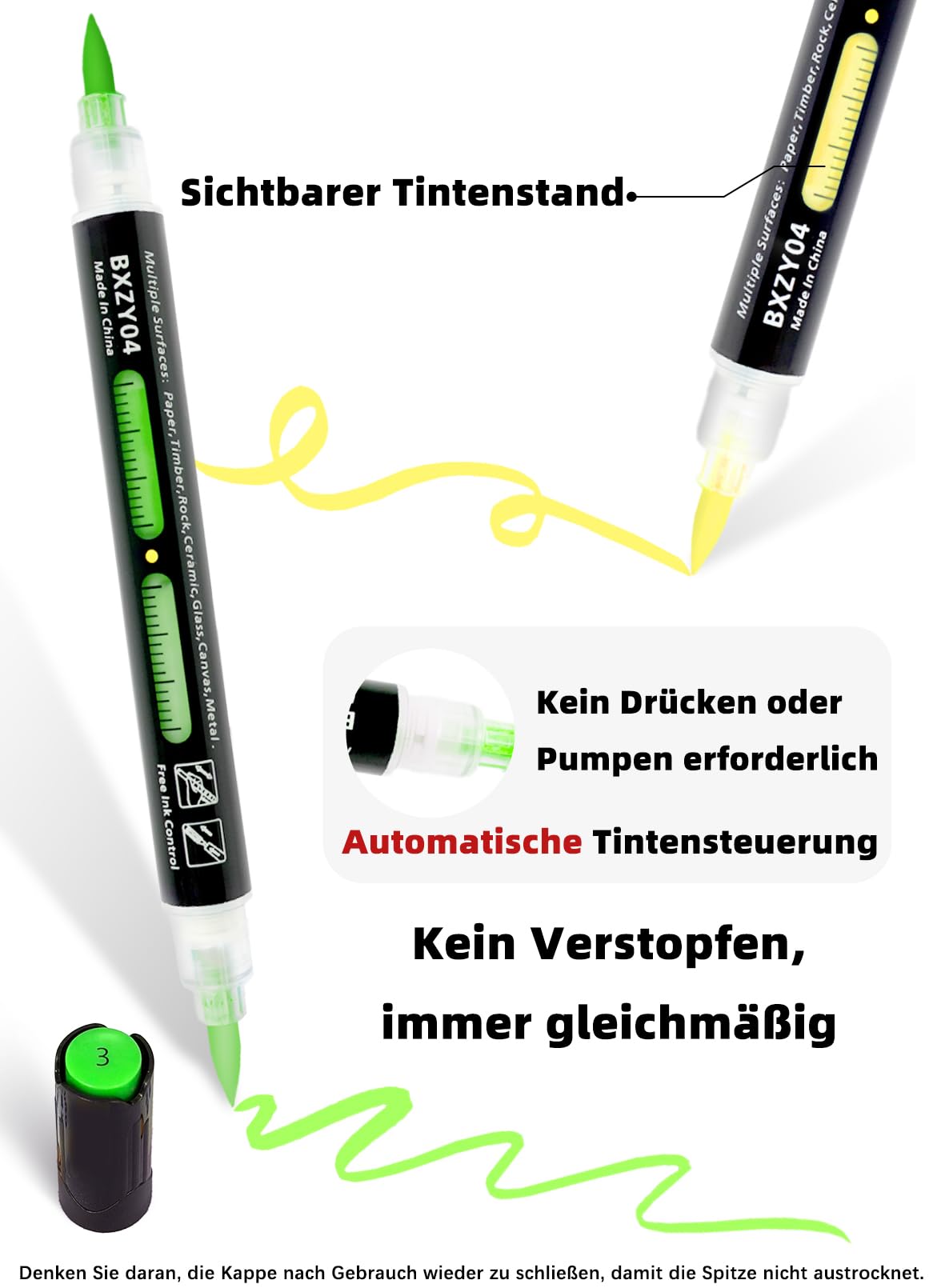 AEDAGA 60 Acrylstifte mit App, 120 Farben Doppelspitze Acrylic Marker Set | Automatische Tintensteuerung | Vielseitig einsetzbar | Farbcode | Starke Deckkraft | Acrylmarker für Leinwand, Glas, Keramik