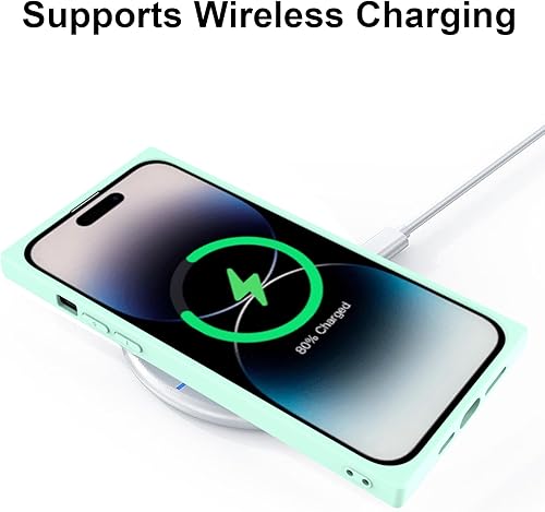Miniatura 6 de Funda cuadrada para iPhone 14 Pro Max para mujer, borde de TPU suave compatible con carga inalámbrica y protección completa de la lente Funda