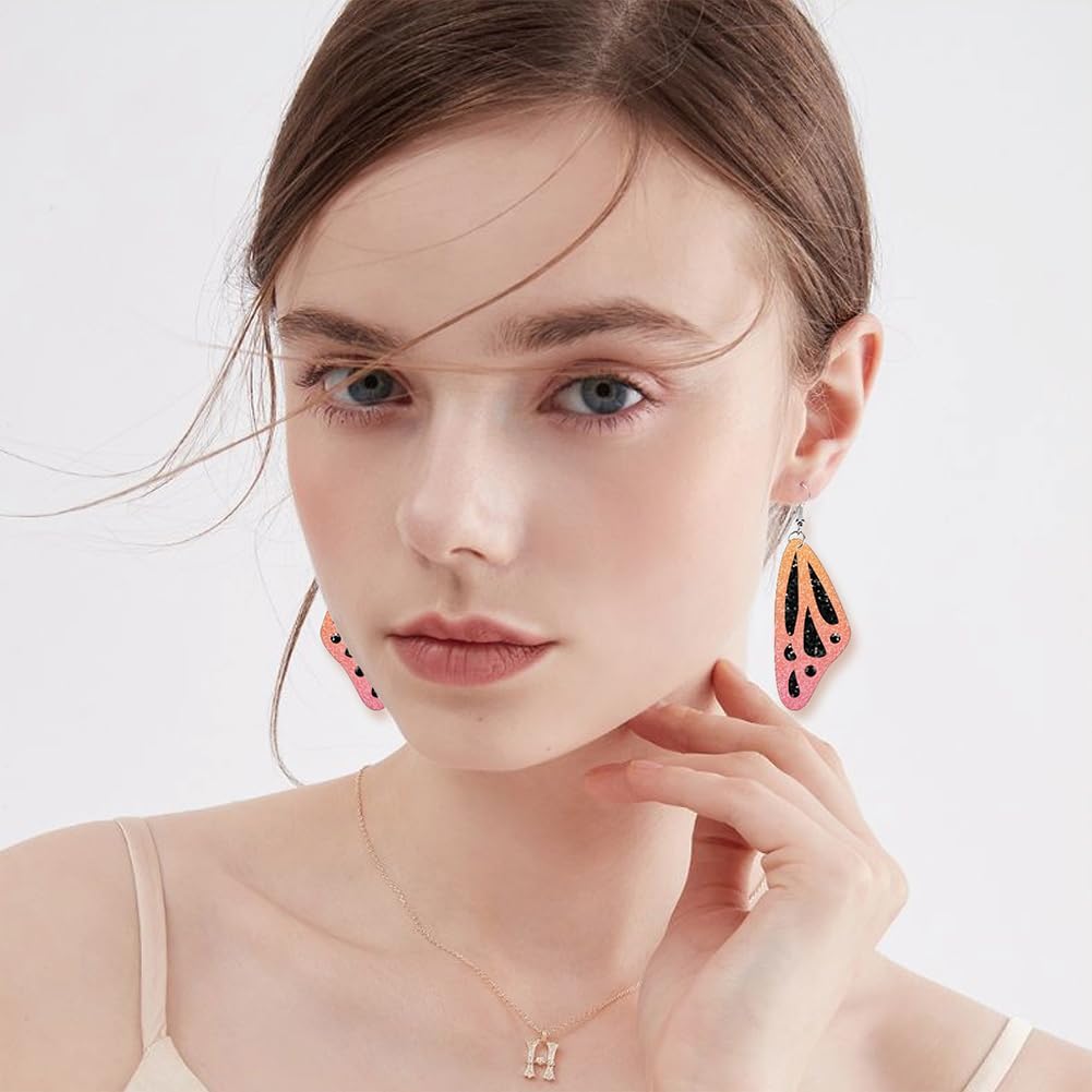 SUPERDANT レザーイヤリング カッティングダイ バタフライ ダングルイヤリング 羽 ダイカッター レディース ペンダントカッ