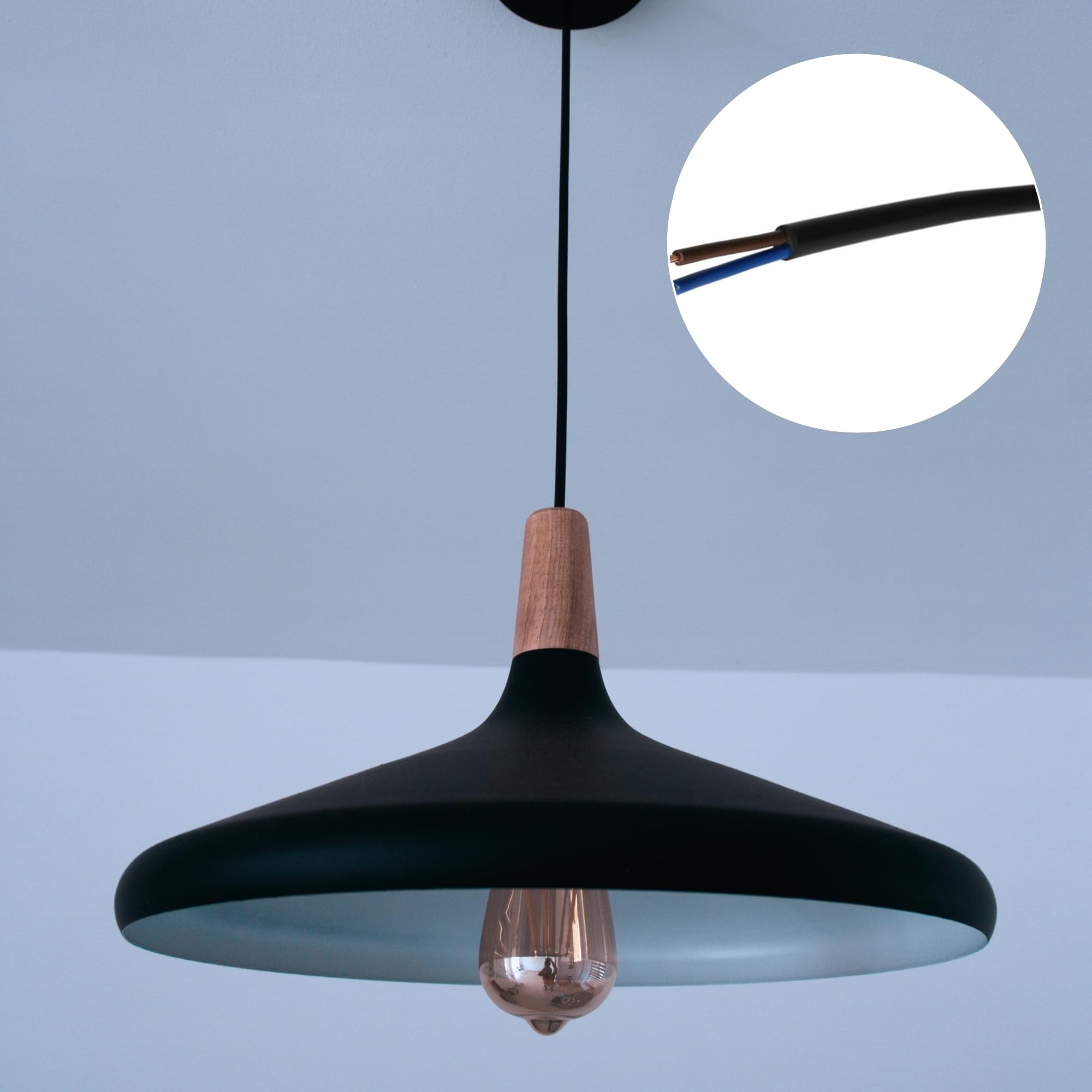 Câble Électrique 25m 2x0.75mm² Noir | H03VV-F Flexible Double Isolation PVC | Installation Intérieure/Extérieure | Résistant | Parfait pour Lampes, Appliques, Connexions, Projets Maison