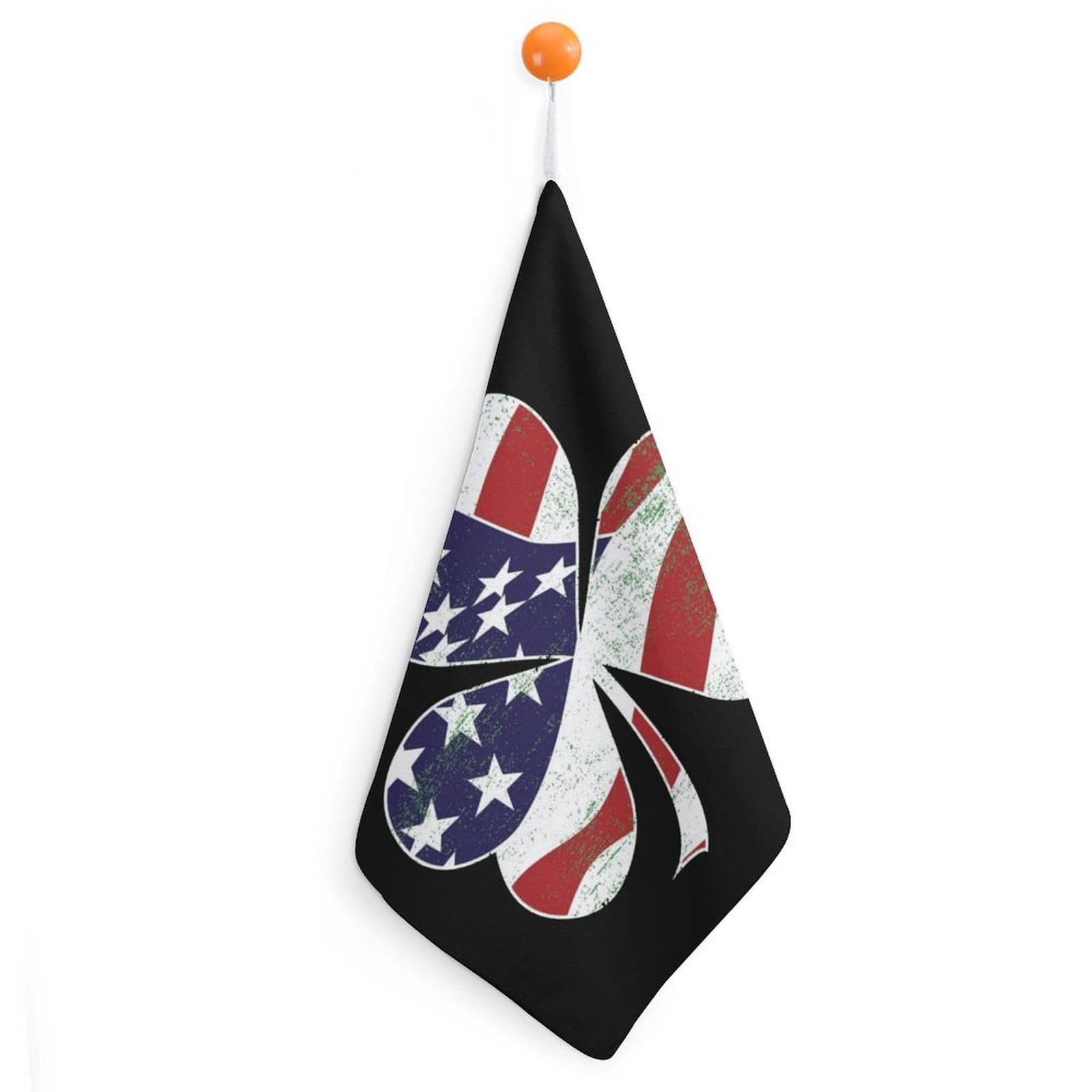 TXFBTRFSA Americans-Flag Irish Shamrock Stpatricks Day Hand Towels with Hanging Loop Kitchen Towel Handkerchiefs Cleaning Cloths