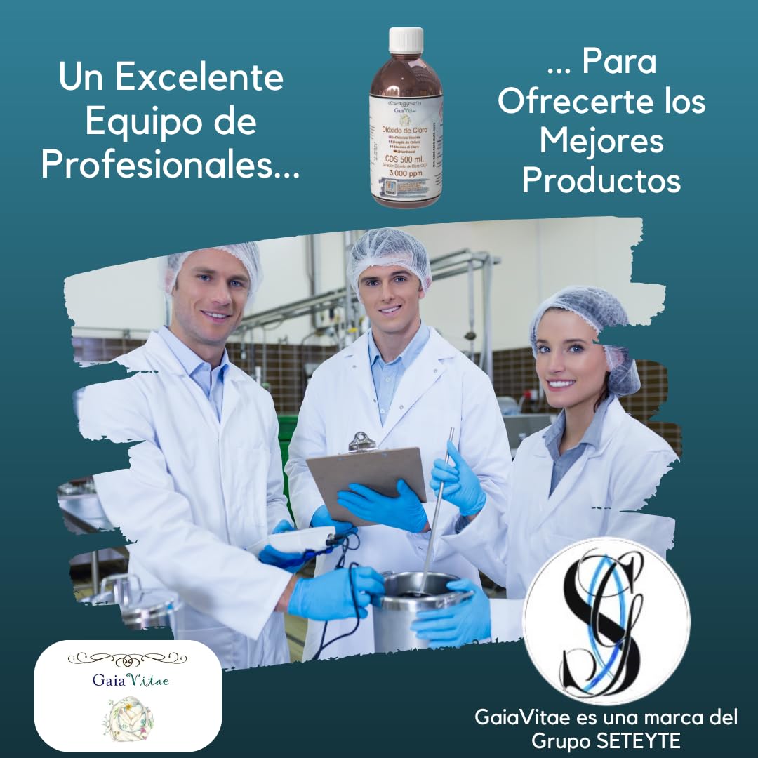 Gaia Vitae - CDS 3000 ppm – 500 ml Cristal Ámbar con Jeringa Estéril 10 ml – Solución Activada 0,3% en Agua Ultrapura