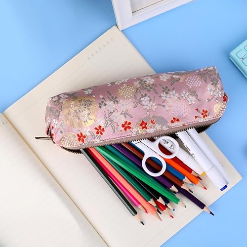 Miniatura 8 de Oyachic Estuche para lápices de bordado, bolsa para lápices de flores, caja para bolígrafos, bolsa organizadora para cosméticos, maquillaje para