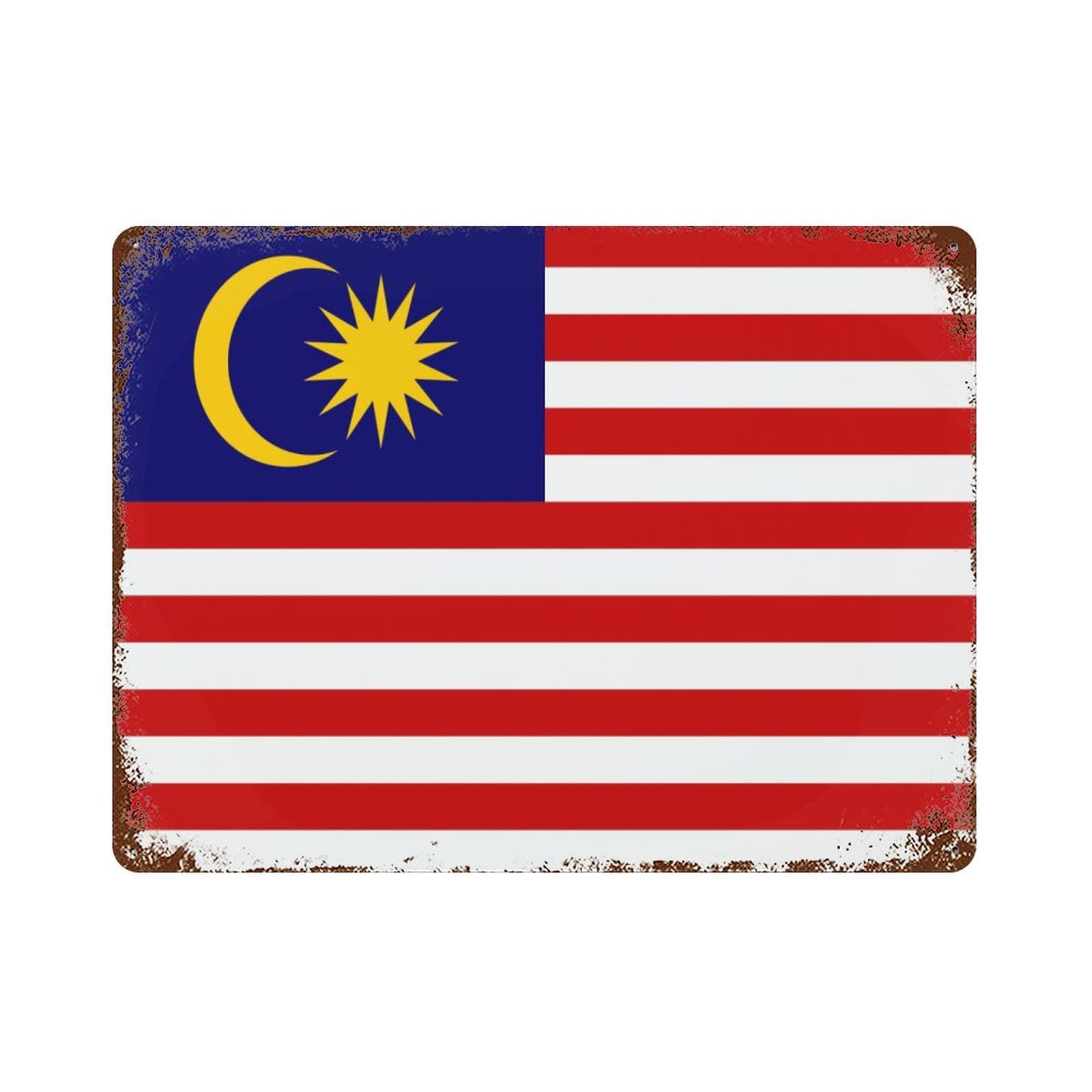 Metal Sign Garage Art Malaysia Flag Vintage Metal Signs Indoor/Outdoor Use 16x12 Inch Vintage for Bar Laundry Room Yard Ranch Pub