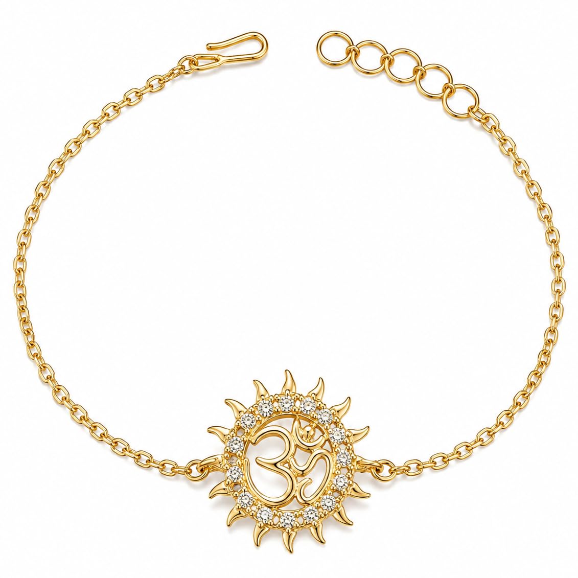 Om Sun Rakhi Bracelet for Men & Boys | Gold Plated Adjustable Rakhi Cum Bracelet with High Quality CZ | Hypoallergenic Raksha Bandhan Gift (H0004A)-image-21