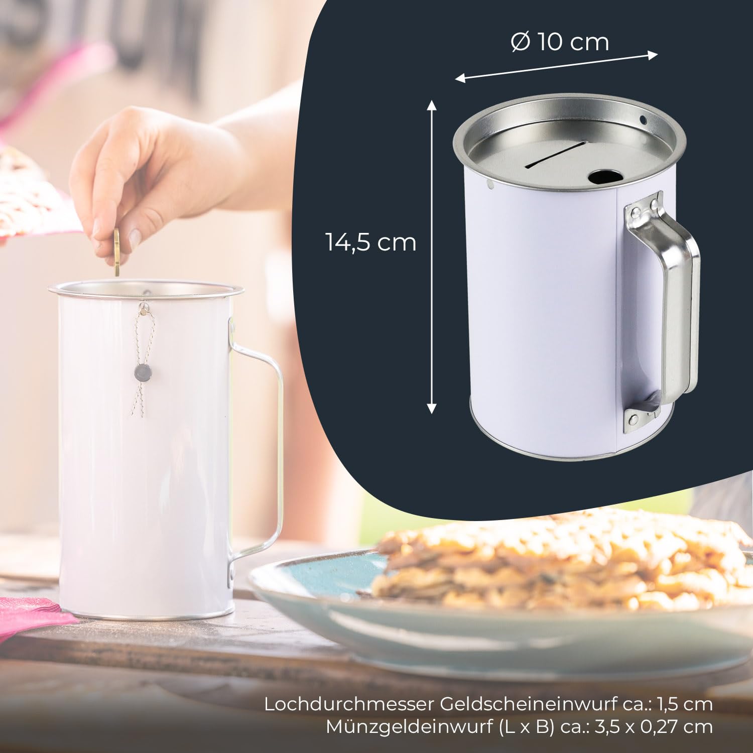 HMF 4800057-5 x Spendendose 10,0 cm Ø, 14,5 cm hoch mit Griff, inkl. Zubehör