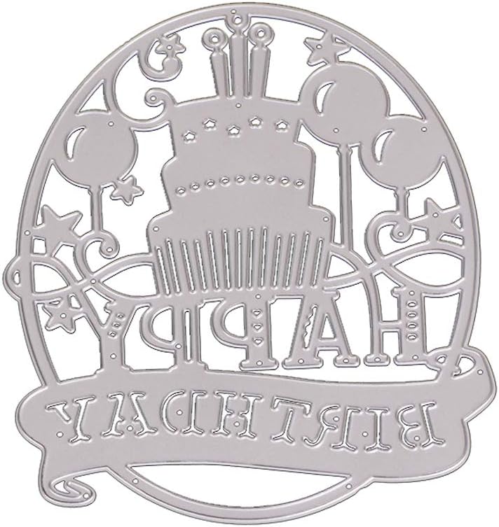 dream_lightMetal Cutting Dies Stencils, Embossing Tool Dies Cuts Stencils Template for Card Making Scrapbooking DIY Photo Album Crafts Paper Decoration (Happy Birthday Cake)