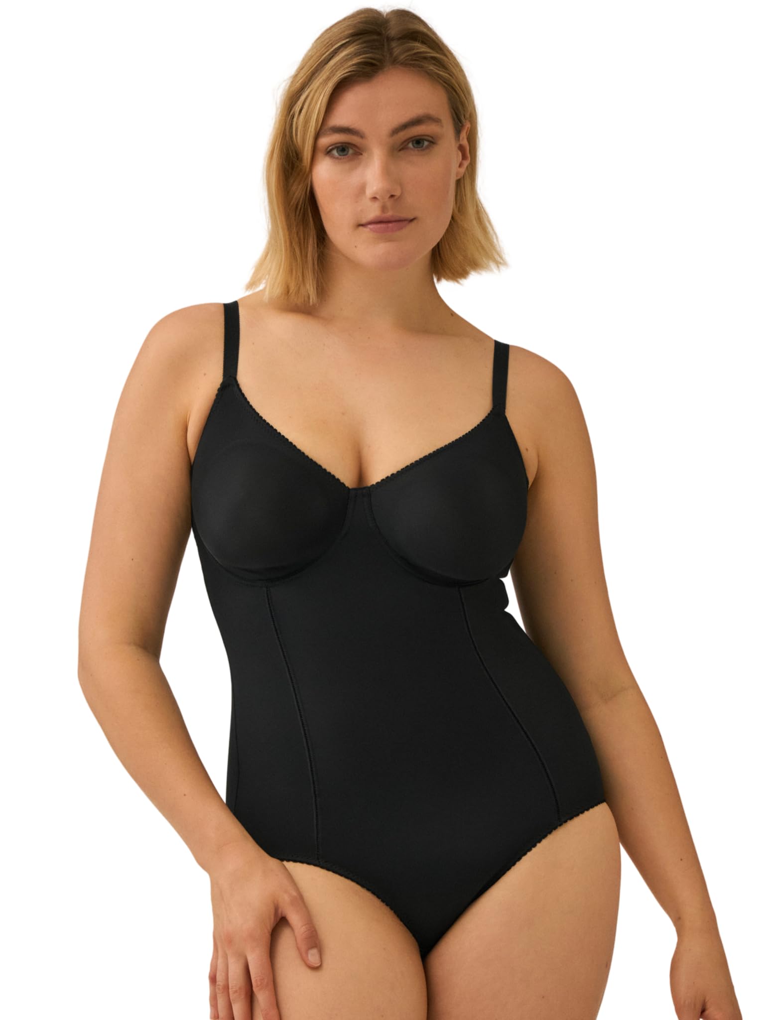 Naturana Women's Moulded Underwired Full Cup Shaping Bodysuit, Black, 36D
