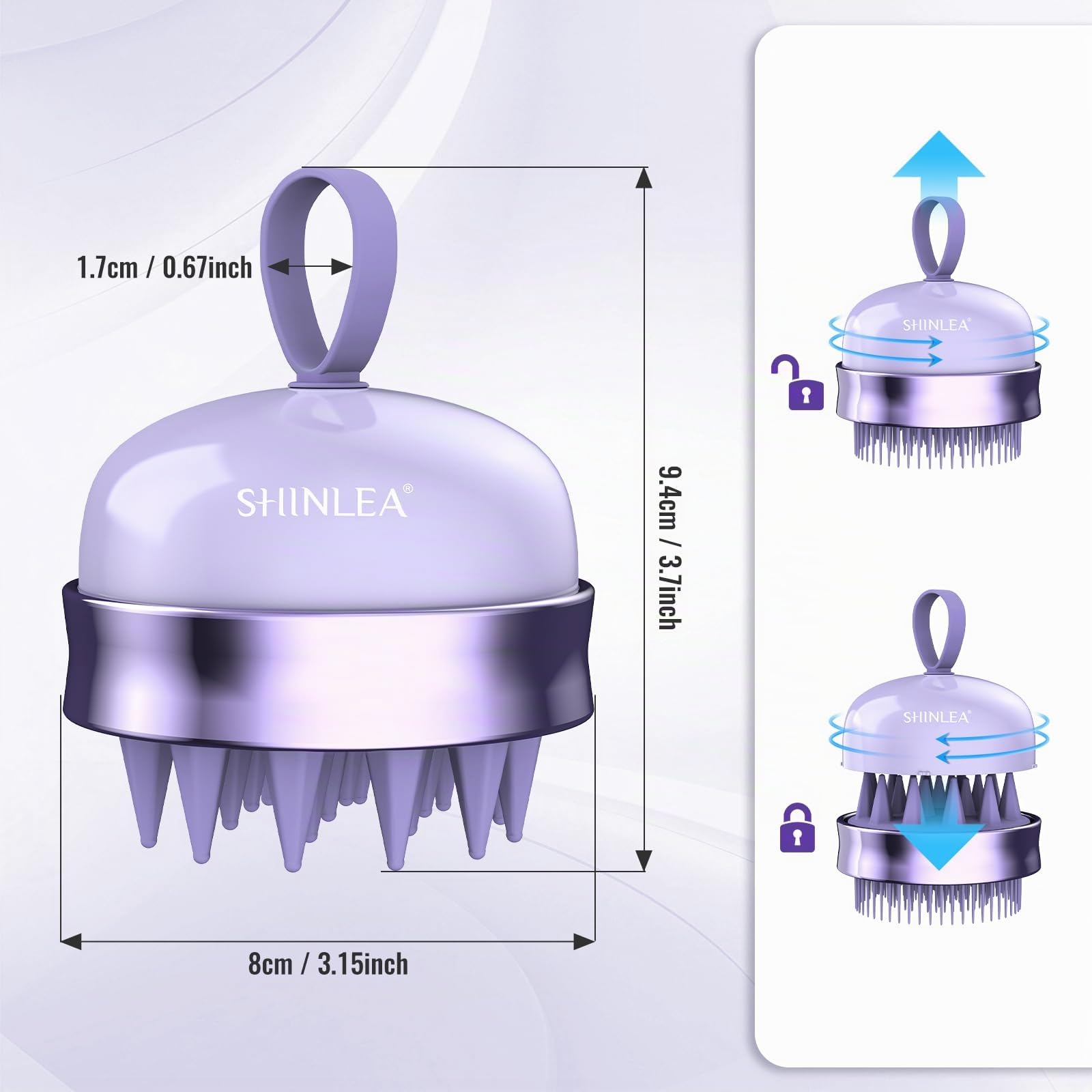 SHINLEA Spazzola massaggiante per cuoio capelluto - Spazzola per shampoo, pulizia profonda, massaggio capelli double face silicone, riduce forfora