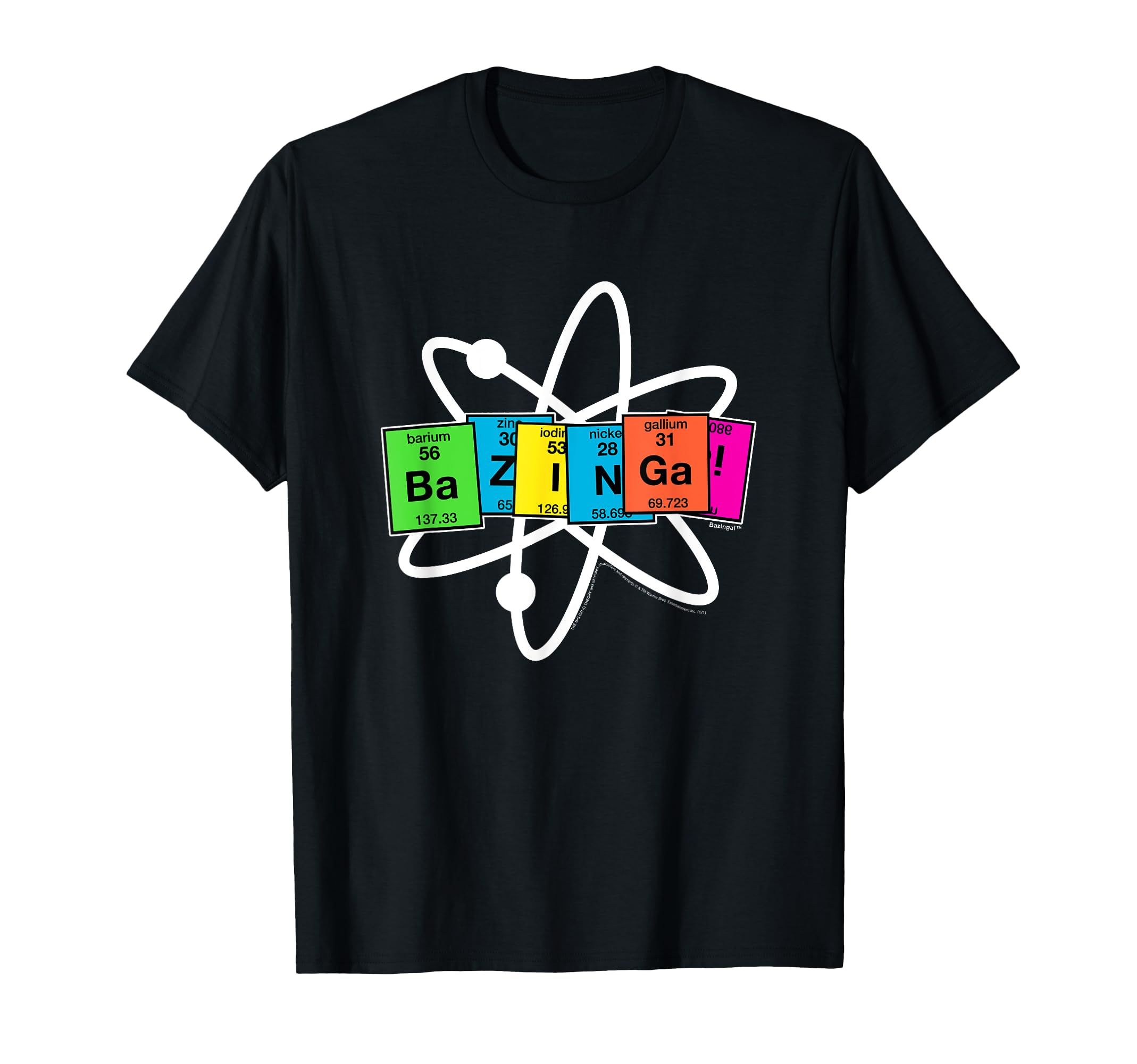The Big Bang Theory Bazinga Elements with Atom T-Shirt
