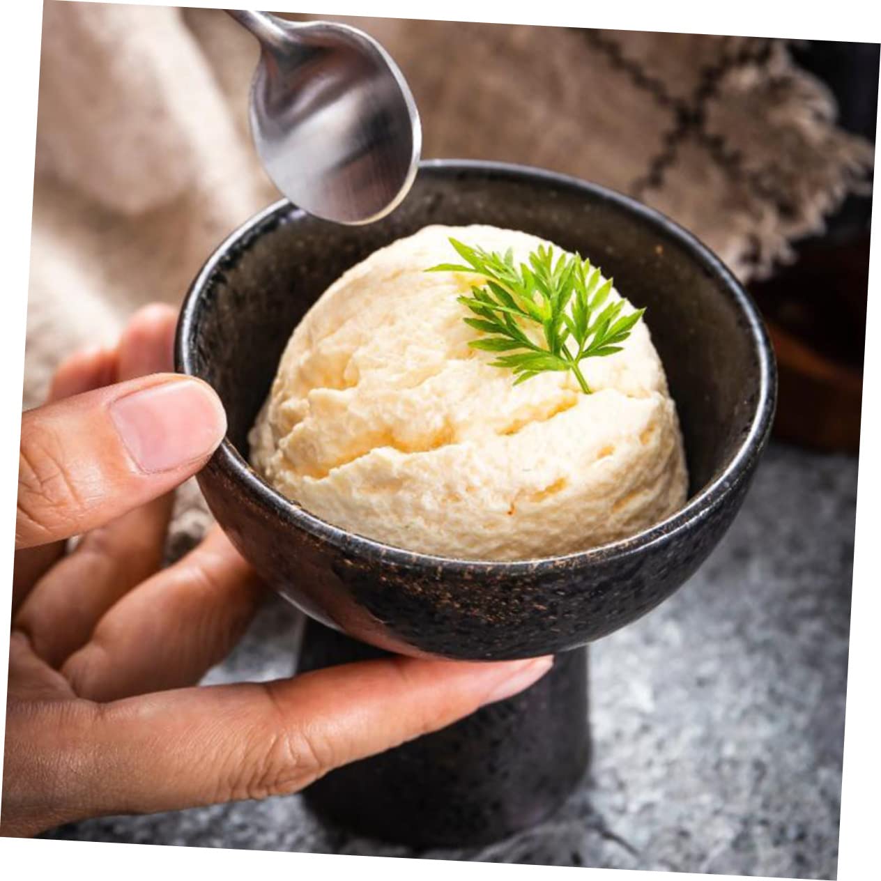 ABOOFAN 3 Pz Coppa dei ricci di mare ciotole per servire snack torta giapponese ice cream gelatto gelato coppette gelato coppa gelato in ceramica tazza da dessert in ceramica Black