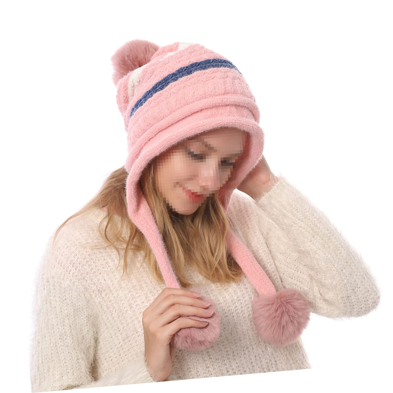 2piezas Gorro De Lana Para Mujer Gorro Para Esquiar y Actividades Color Rosa Para Invierno