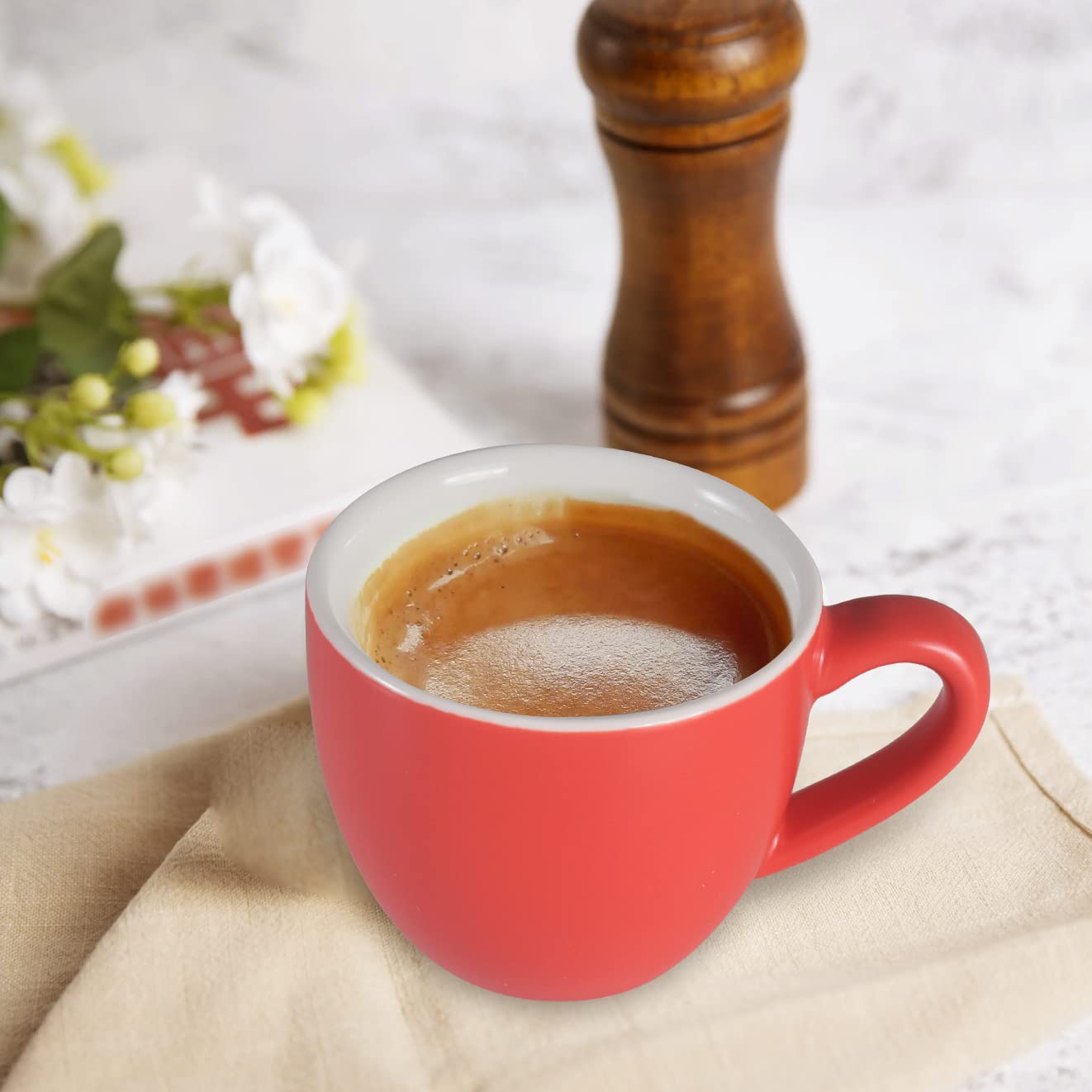 homEdge Mini tazza da caffè da 90 ml, per caffè espresso e tè, colore: rosso