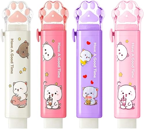 Miniatura 1 de Borrador de lápiz retráctil, lindos borradores, borrador de gelatina degradado, adecuado para suministros de oficina en casa y escuela, 4 unidades