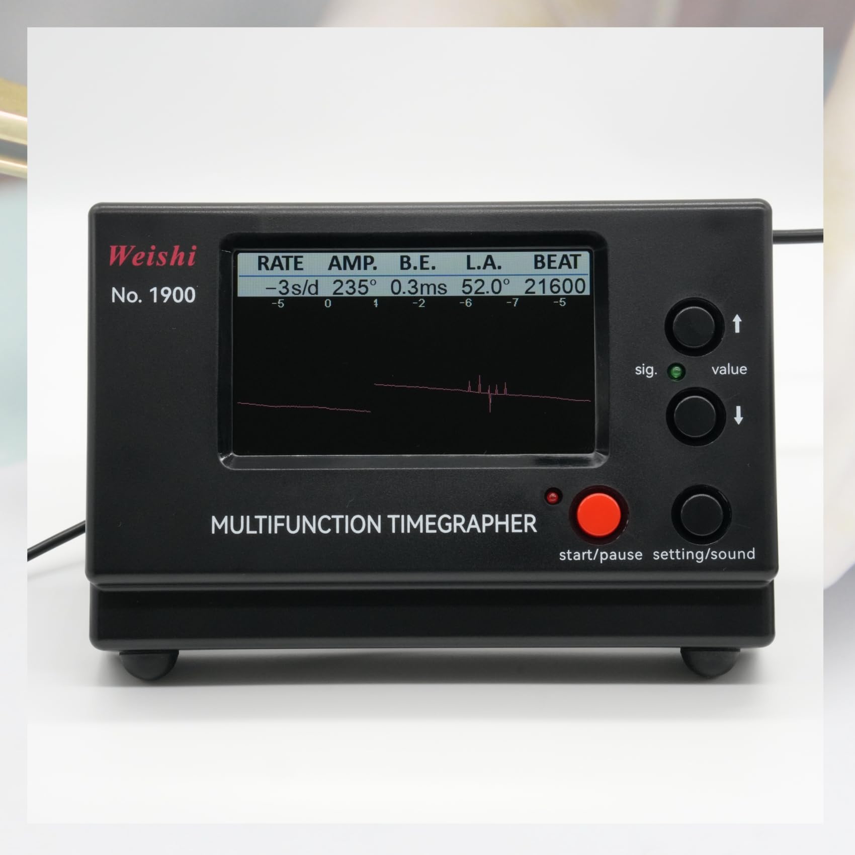 No.1900 Orologio Tester Timegrapher, multifunzionale orologio Timing Machine per la calibrazione dell'orologio con schermo LCD, nero