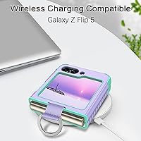 Vista 6 de BENTOBEN Funda para Samsung Galaxy Z Flip 5, Z Flip 5 5G, resistente 2 en 1, cuerpo completo, resistente, a prueba de golpes, con anillo