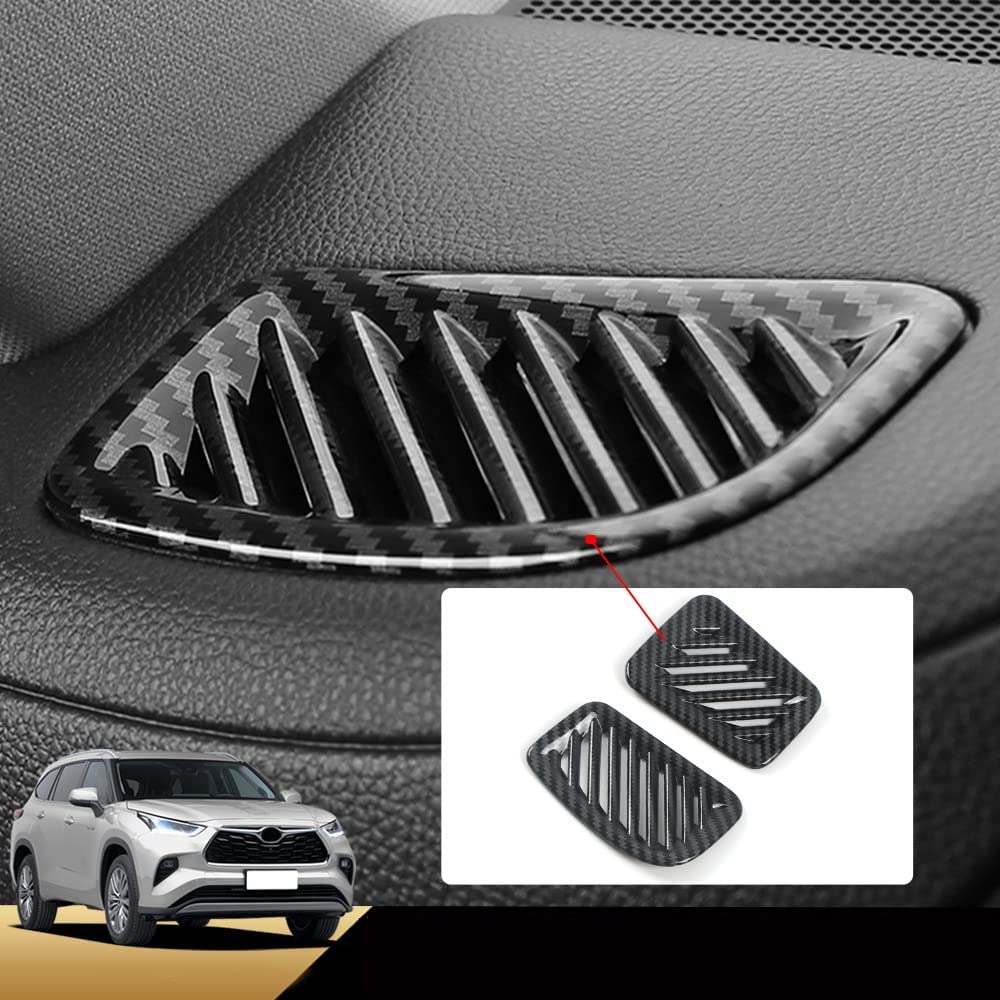 CHICHENKJ for Toyota Highlander 2020 2021 2022 Interior Car Accessories 2PCS Air Vent Trims Side Wind Outlet Decal, Dashboard Air Conditioner Outlet Sticker ABS Carbon Fiber Print Cover