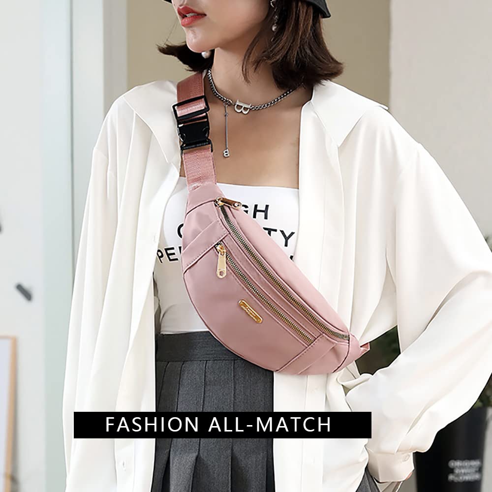 Marsupio sportivo, Marsupio da donna,Donna borsa a per passeggiate, Cani passeggiate, Shopping, Viaggio, Correrejogging, Escursionismo, Viaggi e attività all'aperto (Pink)