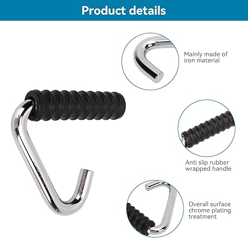 Miniatura 6 de Asas para dominadas, agarre de mango de fitness, asas plateadas resistentes en forma de C, barra de entrenamiento de fuerza para gimnasio, agarre de