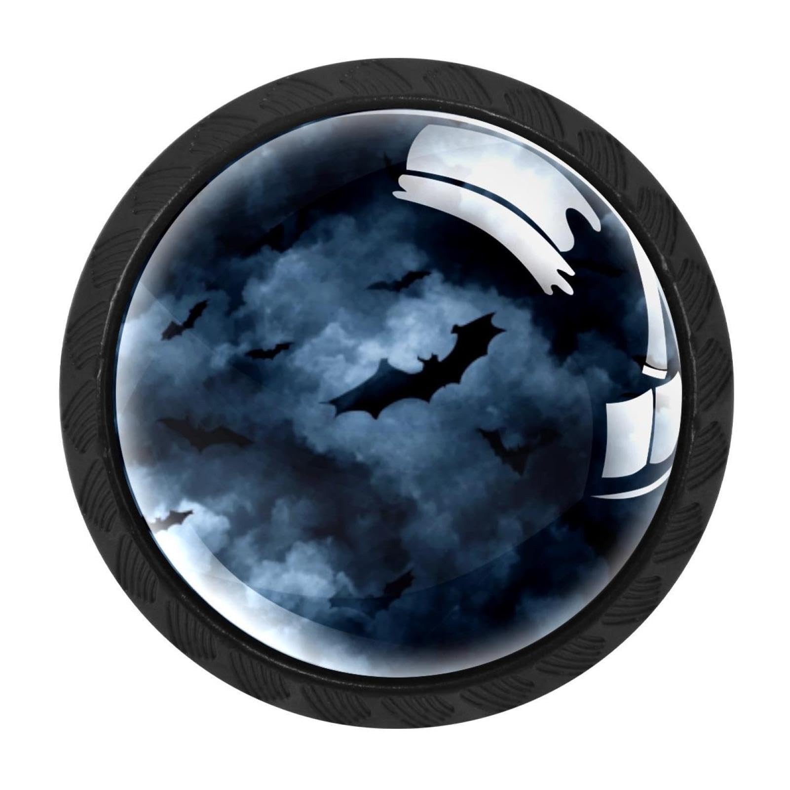 CHENZZZZ 4 Pack Halloween Bats (2) Dresser Drawer Cabinet Knobs Round Crystal Glass Knobs Pulls Handles for Kitchen Wardrobe Cupboard Door Hardware