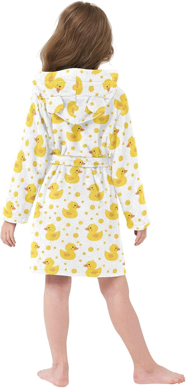 senya Cute Yellow Duck S Toddler Hooded Bathrobe Kids Soft Plush Bath Towel Robes for Boys Girls 2-12 Years