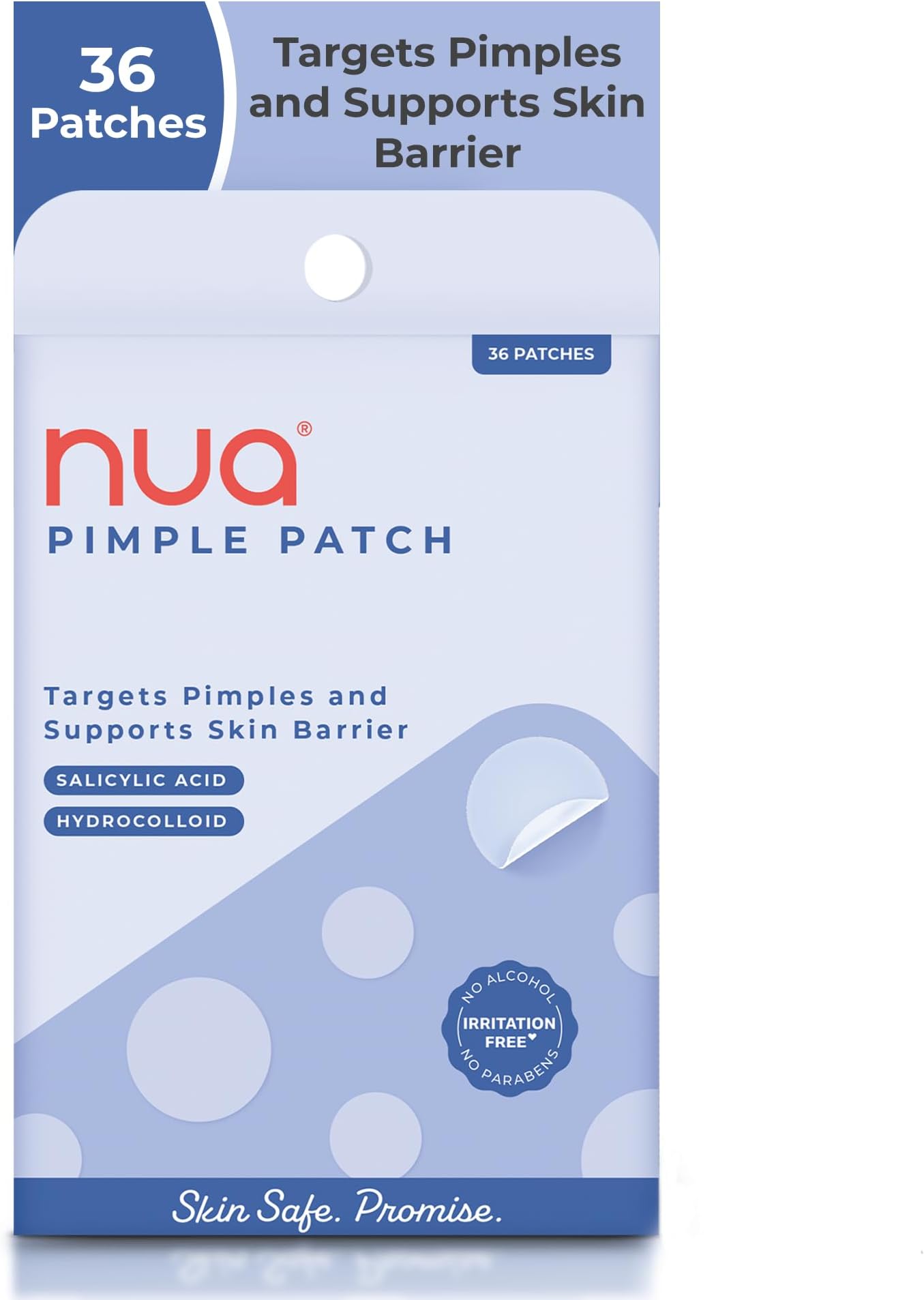 Nua Pimple Patch | 36 Hydrocolloid and Salicylic Acid Patches | Absorbs Oil, Prevents Scarring | Overnight Treatment | For All Skin Types | Acne Patches for Face