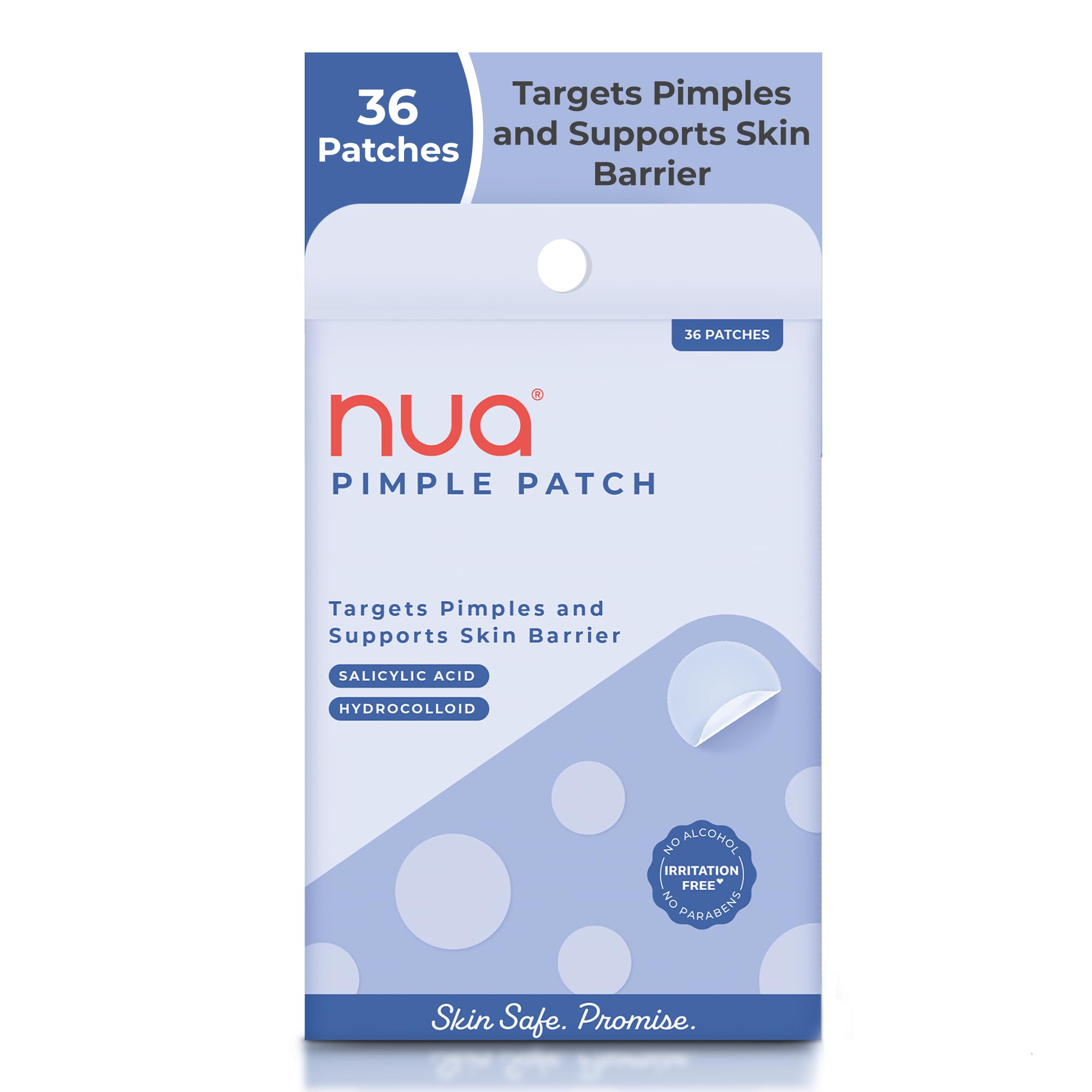 Nua Pimple Patch | 36 Hydrocolloid and Salicylic Acid Patches | Absorbs Oil, Prevents Scarring | Overnight Treatment | For All Skin Types | Acne Patches for Face