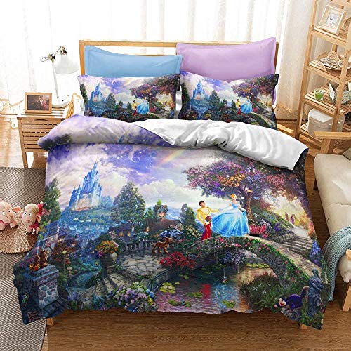 XZHYMJ Set Copripiumino per Ragazzo Ragazza Letto Singolo Matrimoniale King Set di Biancheria da Letto Stampata in 3D Adulti Adolescenti Bambini Set Piumino 220x240 cm_Cenerentola