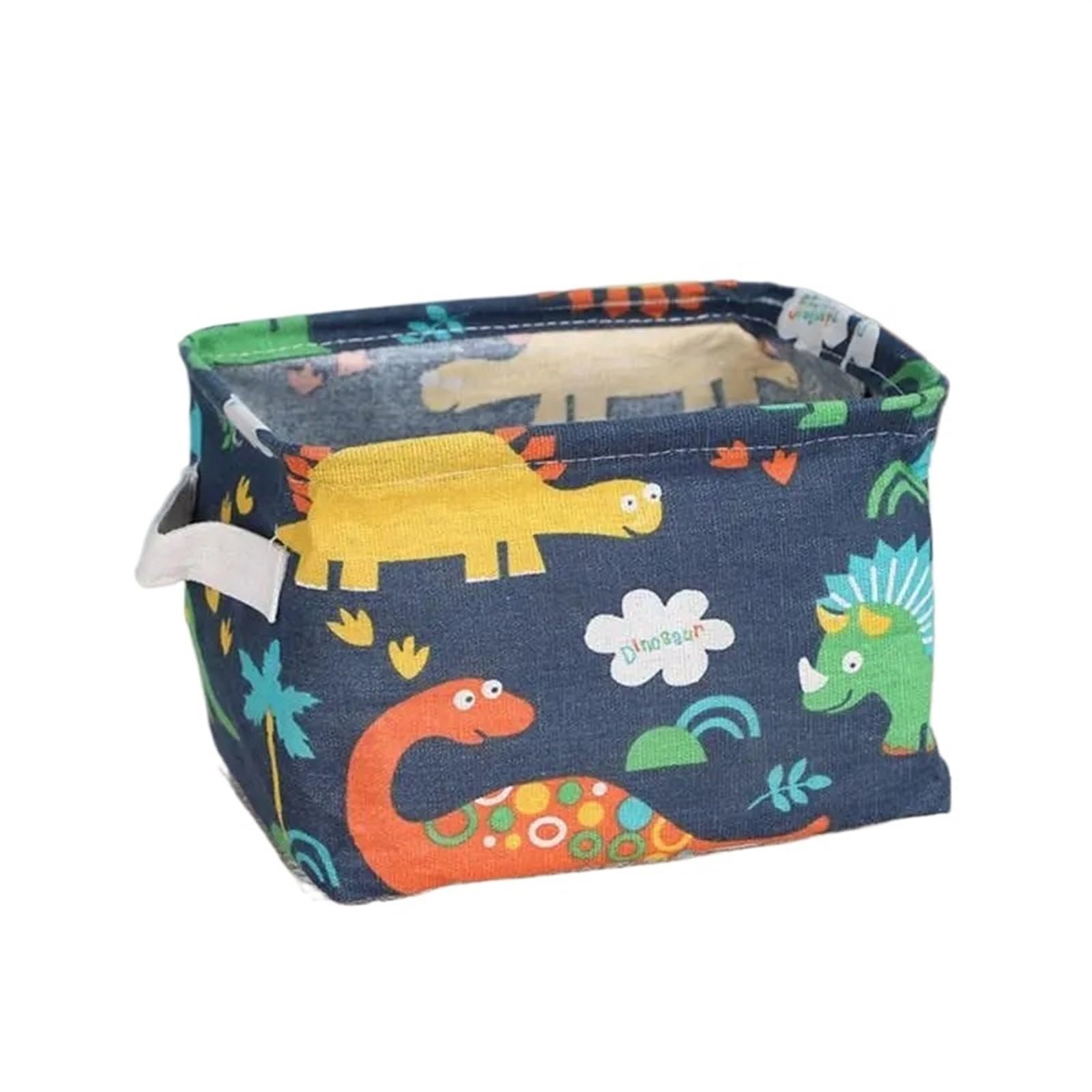 CGUOHU 8PCS Small Foldable Canvas Storage Basket With Handle Cotton And Linen Desktop Box Fresh Waterproof For Wardrobe Storage(BLUE)