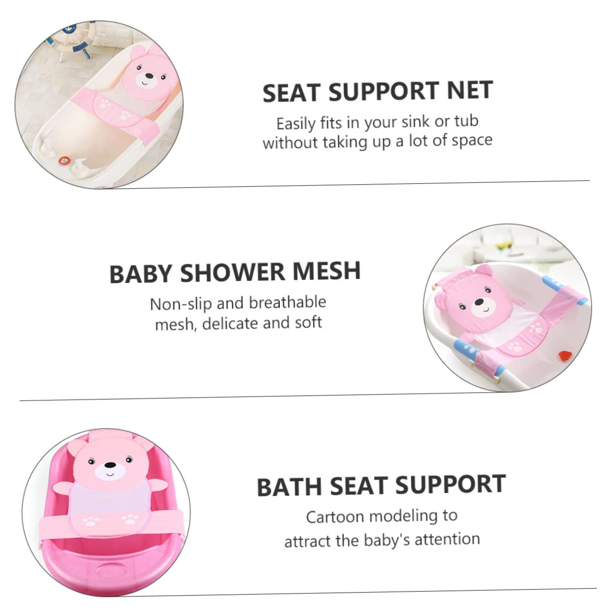 Abaodam Adjustable Shower Mesh Bath Seat Support for Safe Bathing Lightweight and Portable Breathable and Skin Friendly Design for Newborns Months