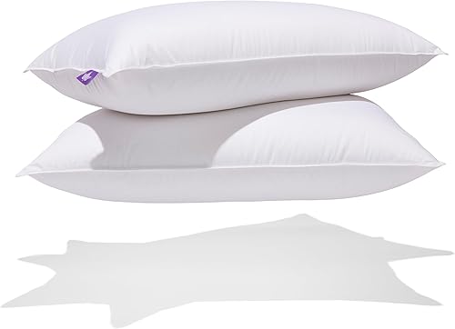 Miniatura 3 de Canadian Down & Feather Co. - Paquete de 2 almohadas de plumón de ganso hutterita de soporte mediano tamaño estándar, carcasa de 400 hilos, 100%