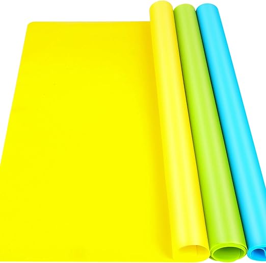 LEOBRO Silicone Mats, 3 PCS Silicone Mats for Crafts, Resin Molds, Play Dough Mat, Nonstick Silicone Sheet Mat for Epoxy Resin, UV Resin, Clay, Craft Supplies, 15.7”x 11.7”