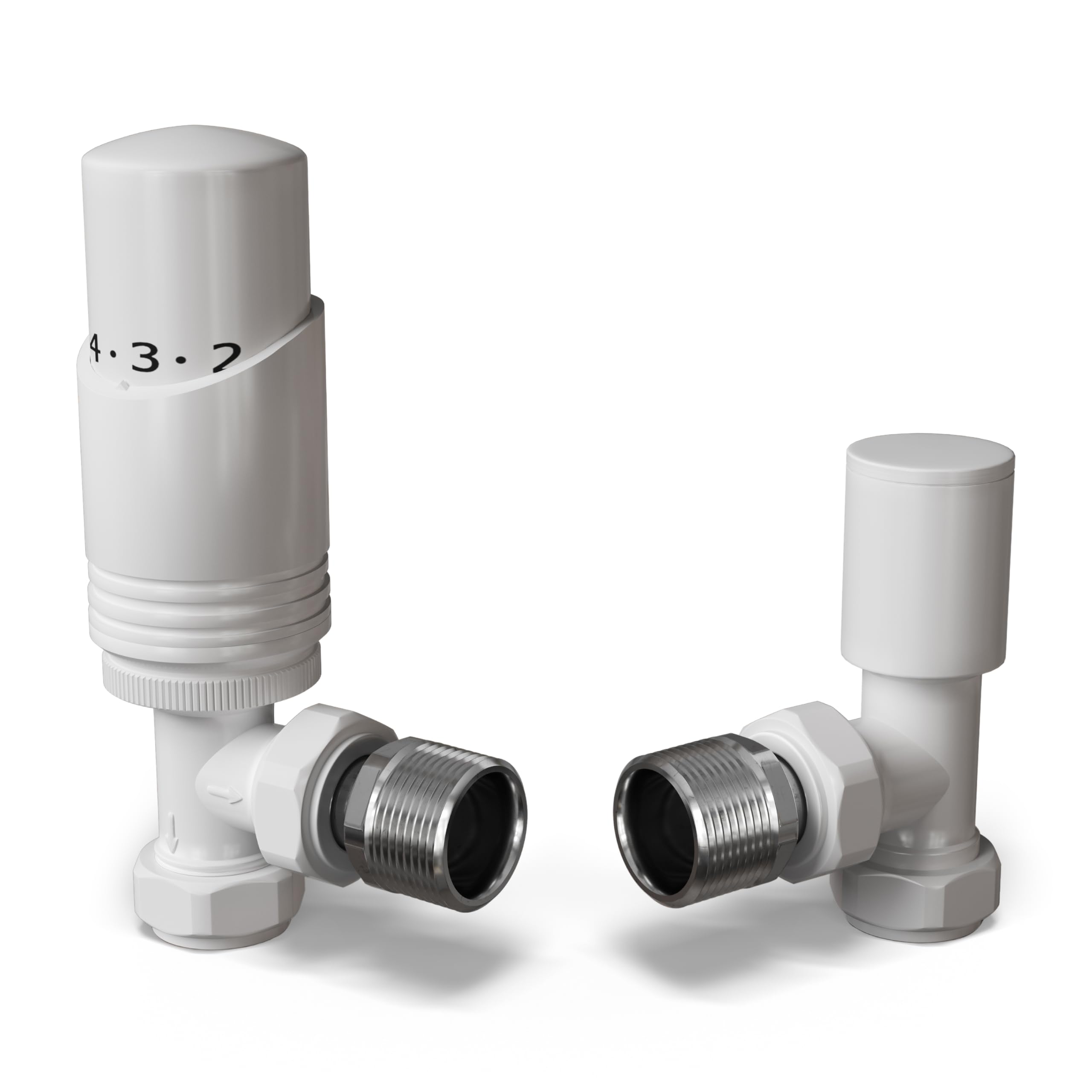 Uk Radiators White Angeled Thermostatic Radiator Valve 1/2" X 15Mm - Talus Bold