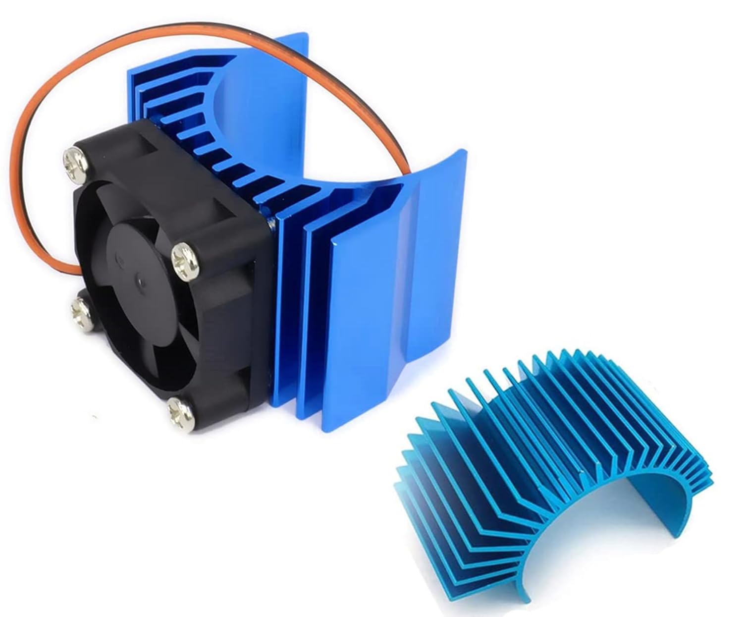 RC Motor Heatsink 540, Aluminum Motor Heat Sink with 6V Cooling Fan Fit 540 550 3650 Size Brushless Motor for 1/8 1/10 RC Car Truck Buggy Crawler(Blue)